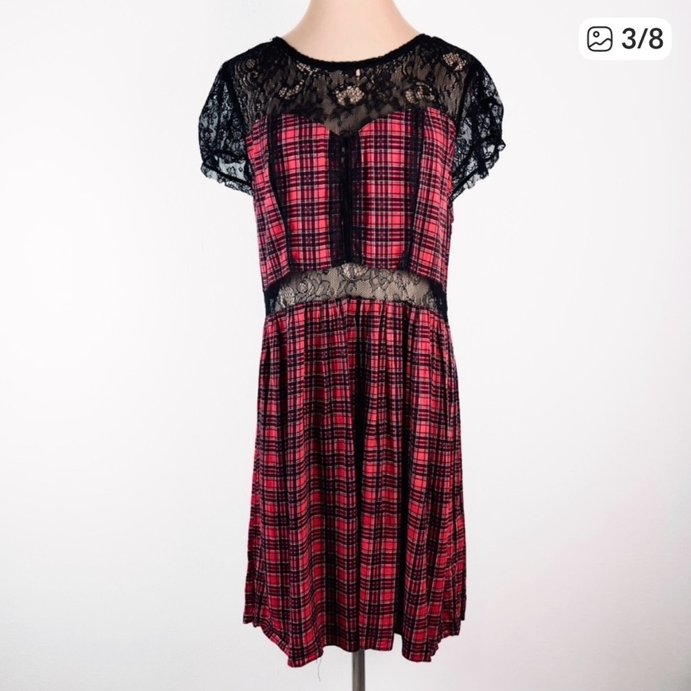 Royal Bones Red and Black plaid dress - Picture 3 of 7